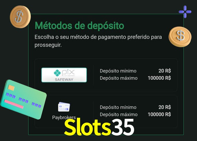 O cassino Slots35 oferece uma grande variedade de métodos de pagamento